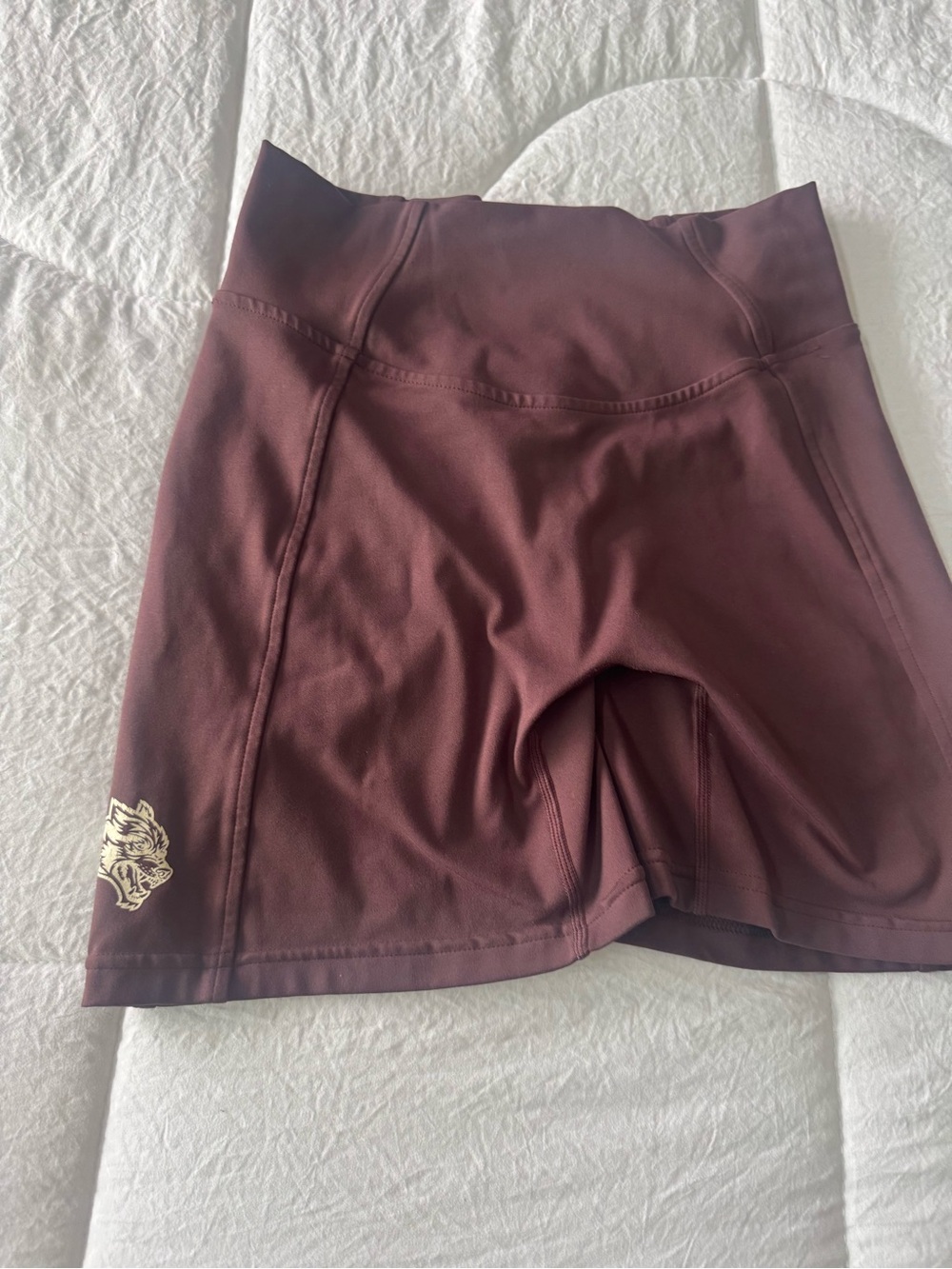 Darc Sport Women's Athletic Shorts — Burgundy with Gold Logo